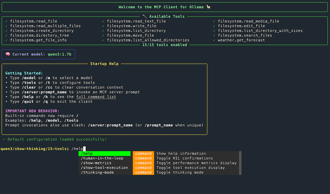 mcp-client-for-ollama 界面截图