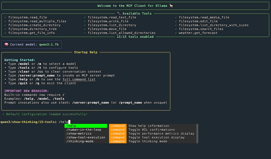 mcp-client-for-ollama 界面截图