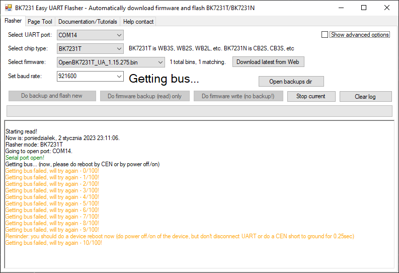 BK7231GUIFlashTool 界面截图