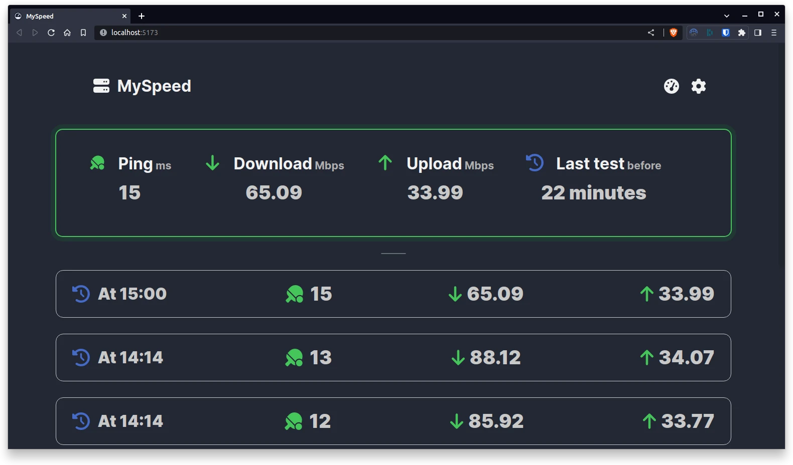 MySpeed 界面截图