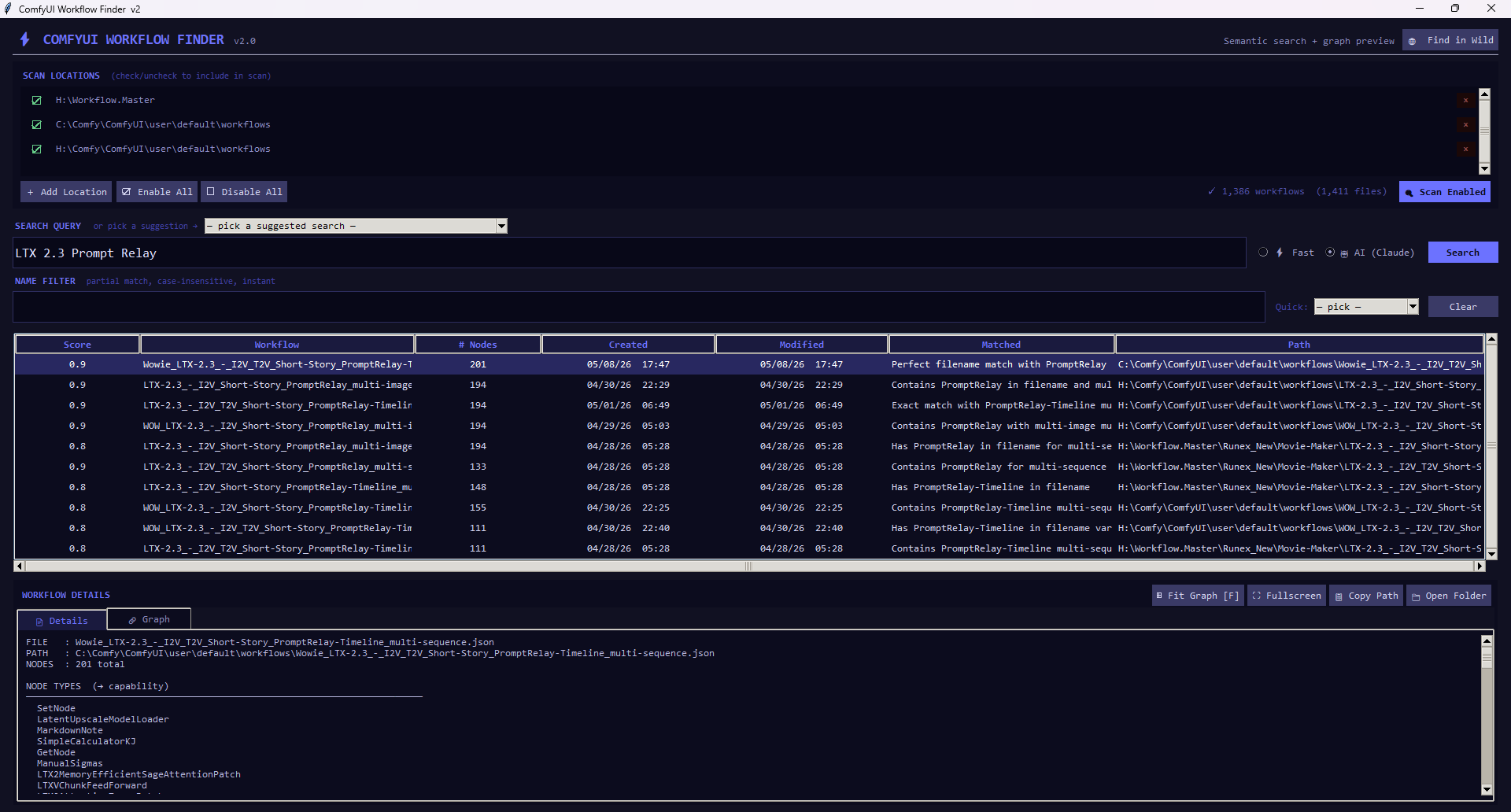 comfyui-workflow-finder 主界面