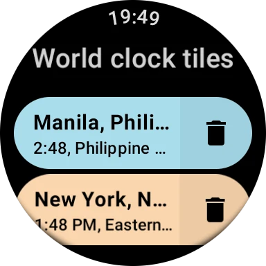 wearos-world-clock-tile 界面截图