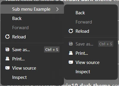 vue3-context-menu 界面截图