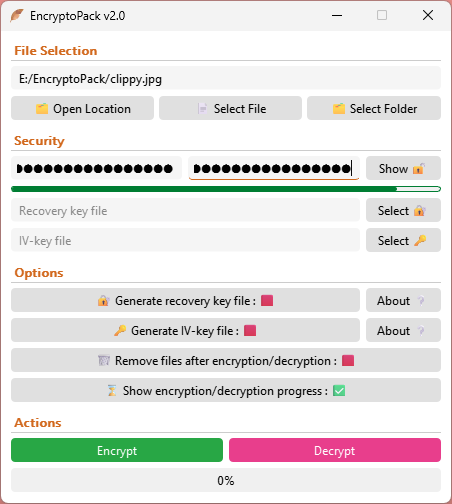 EncryptoPack 界面截图