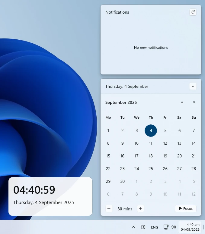 win11-extra-clock 界面截图