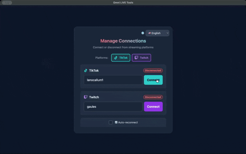 omni-live-tools 主界面