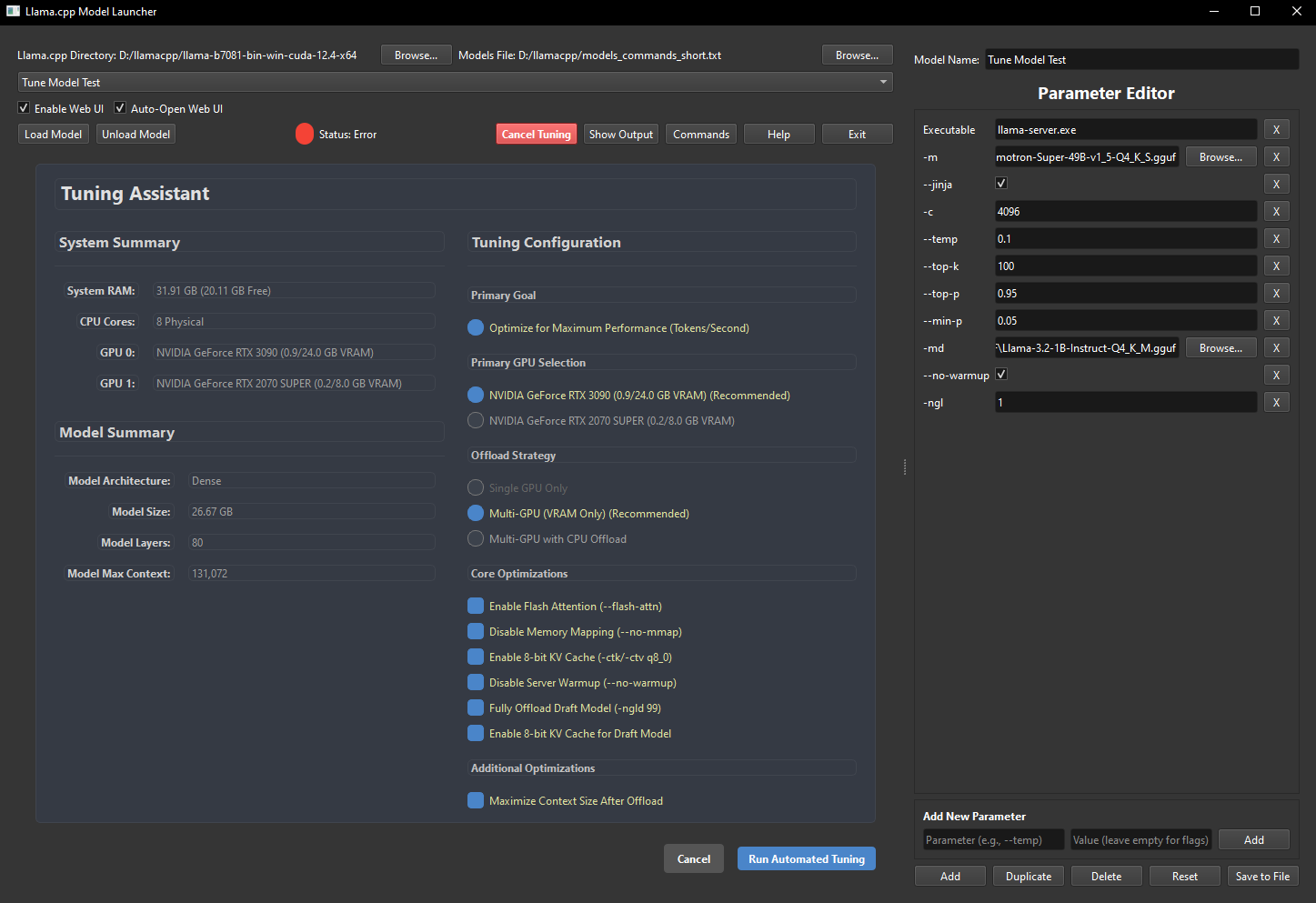 Llamacpp-Model-Launcher 主界面