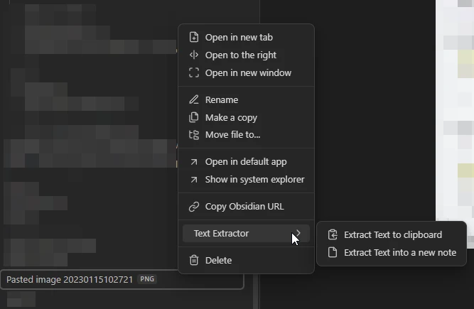 obsidian-text-extractor 主界面