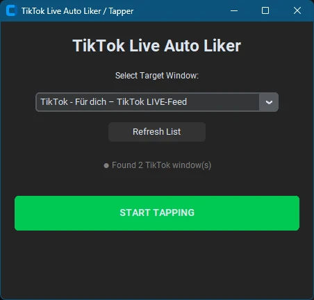 TikTok-Live-Auto-Liker-Tapper 主界面