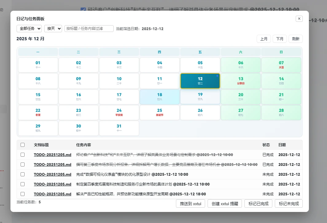 FlyMD 待办事项汇总