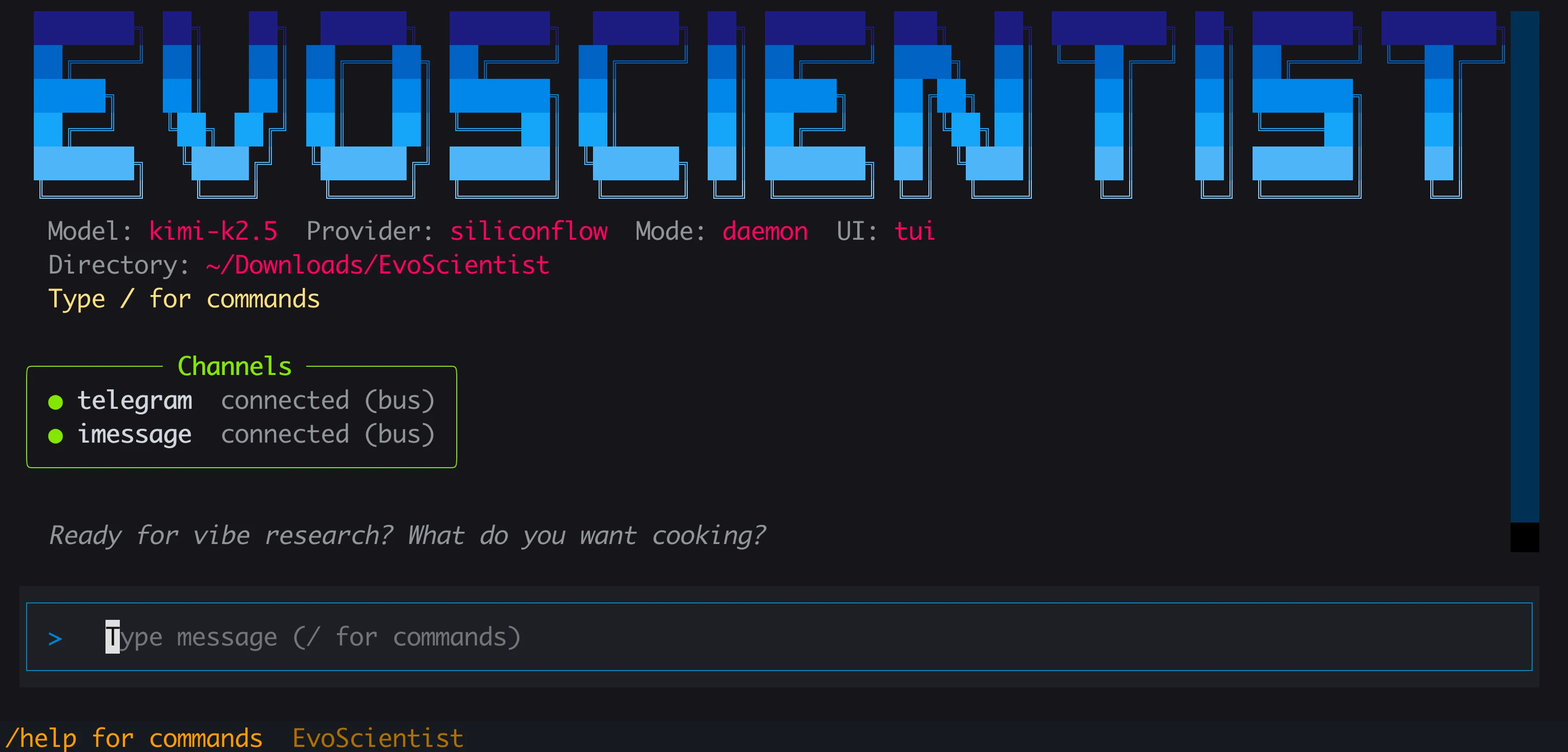 EvoScientist 界面截图