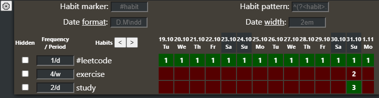 logseq-habit-tracker 界面截图
