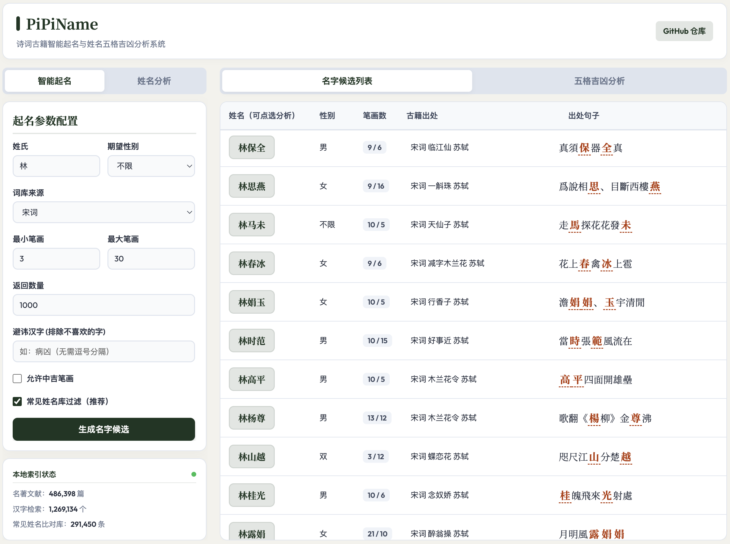 PiPiName 主界面