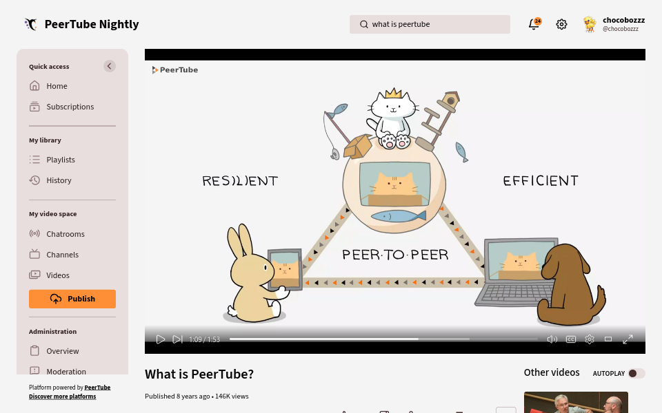 PeerTube 界面截图