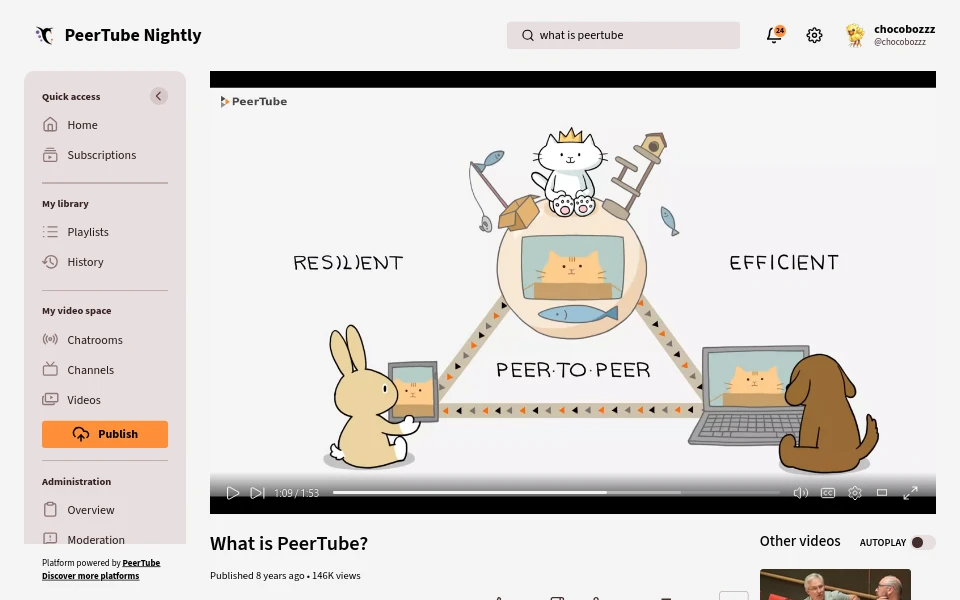 PeerTube 界面截图
