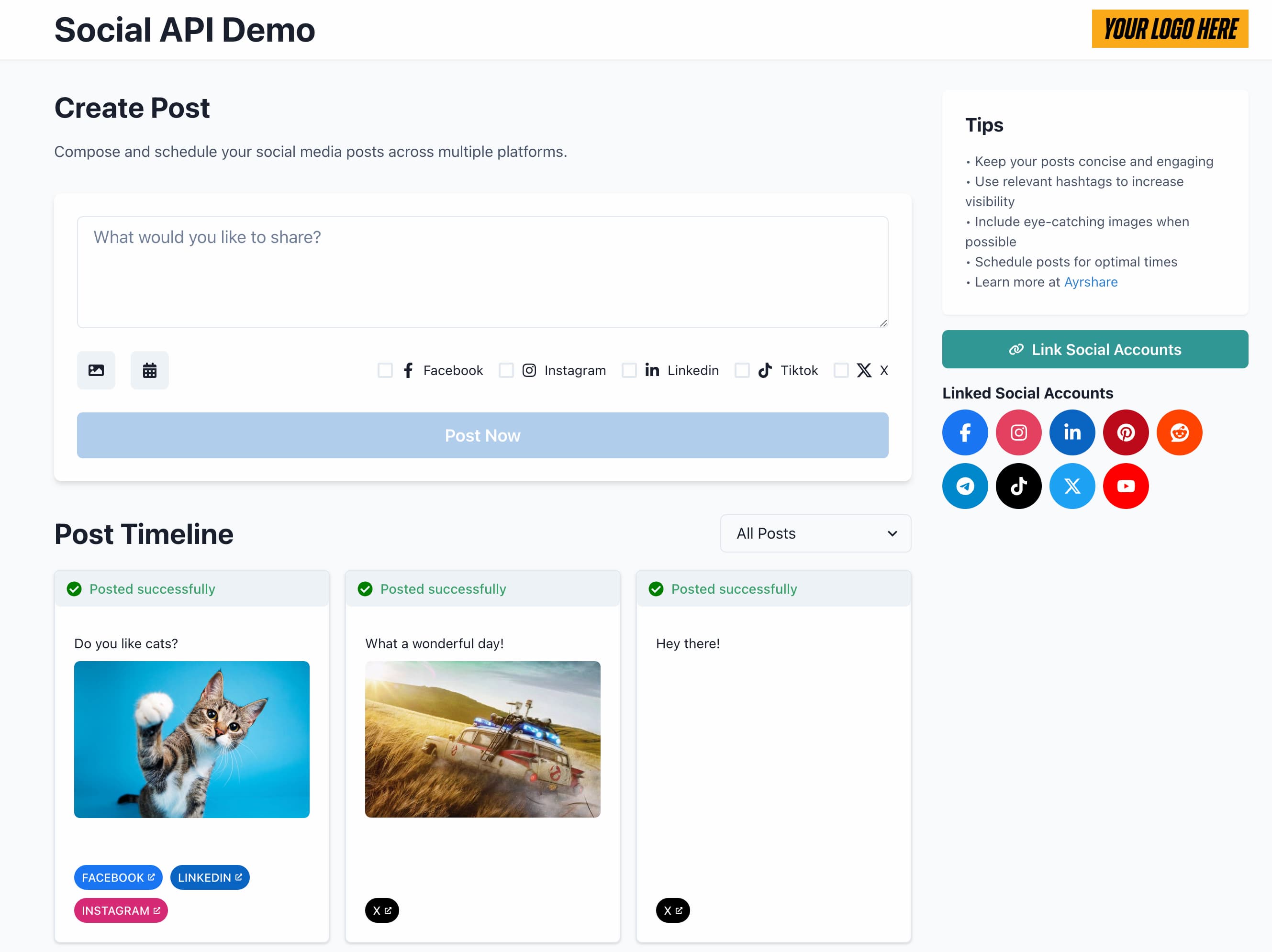 social-api-demo 主界面