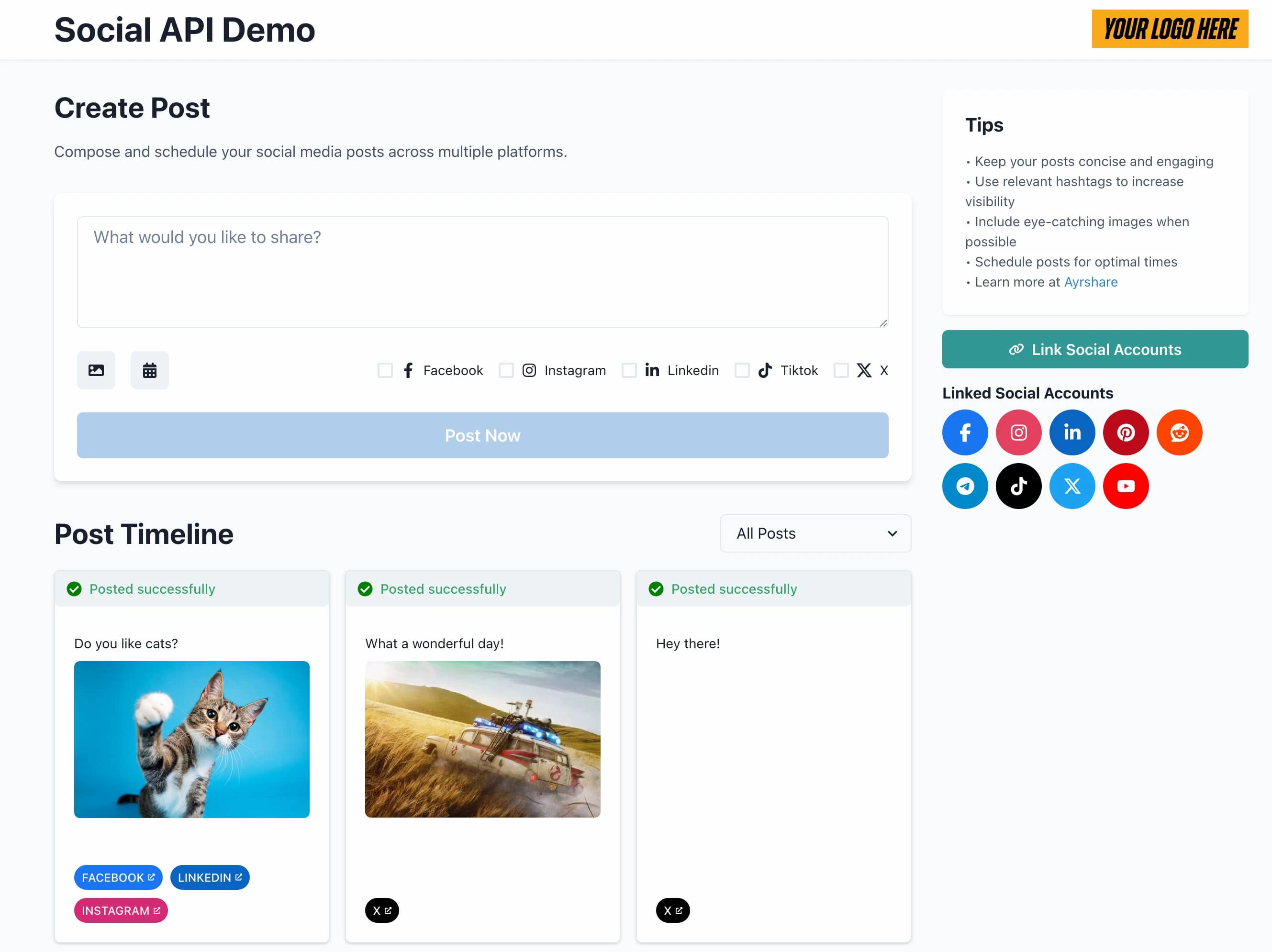 social-api-demo 主界面