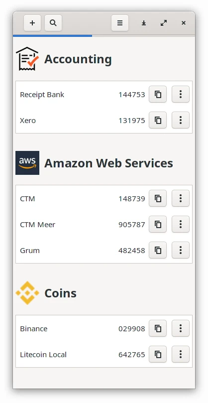 authenticator-rs 界面截图