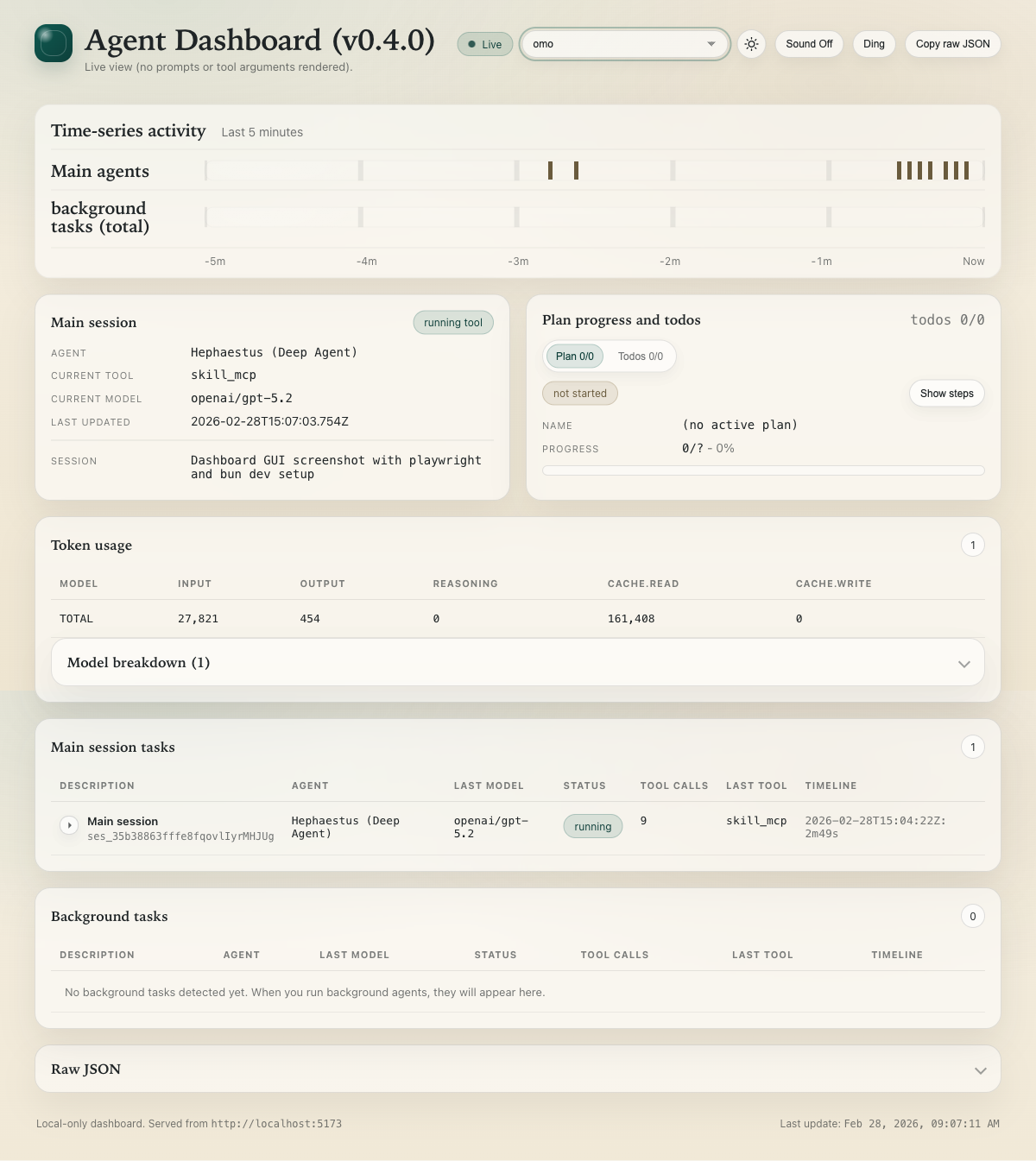 oh-my-opencode-dashboard 主界面