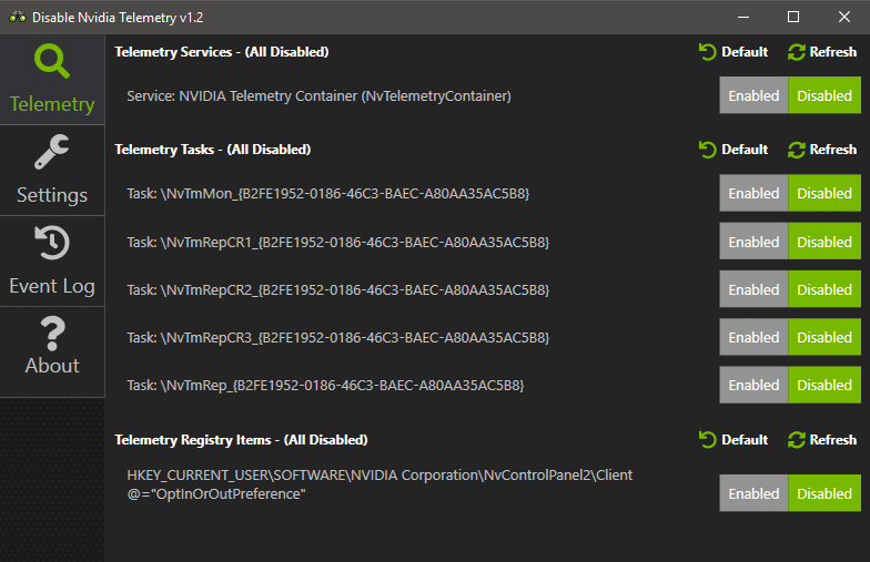 Disable-Nvidia-Telemetry 界面截图