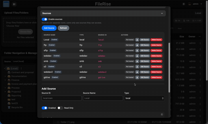 FileRise 主界面
