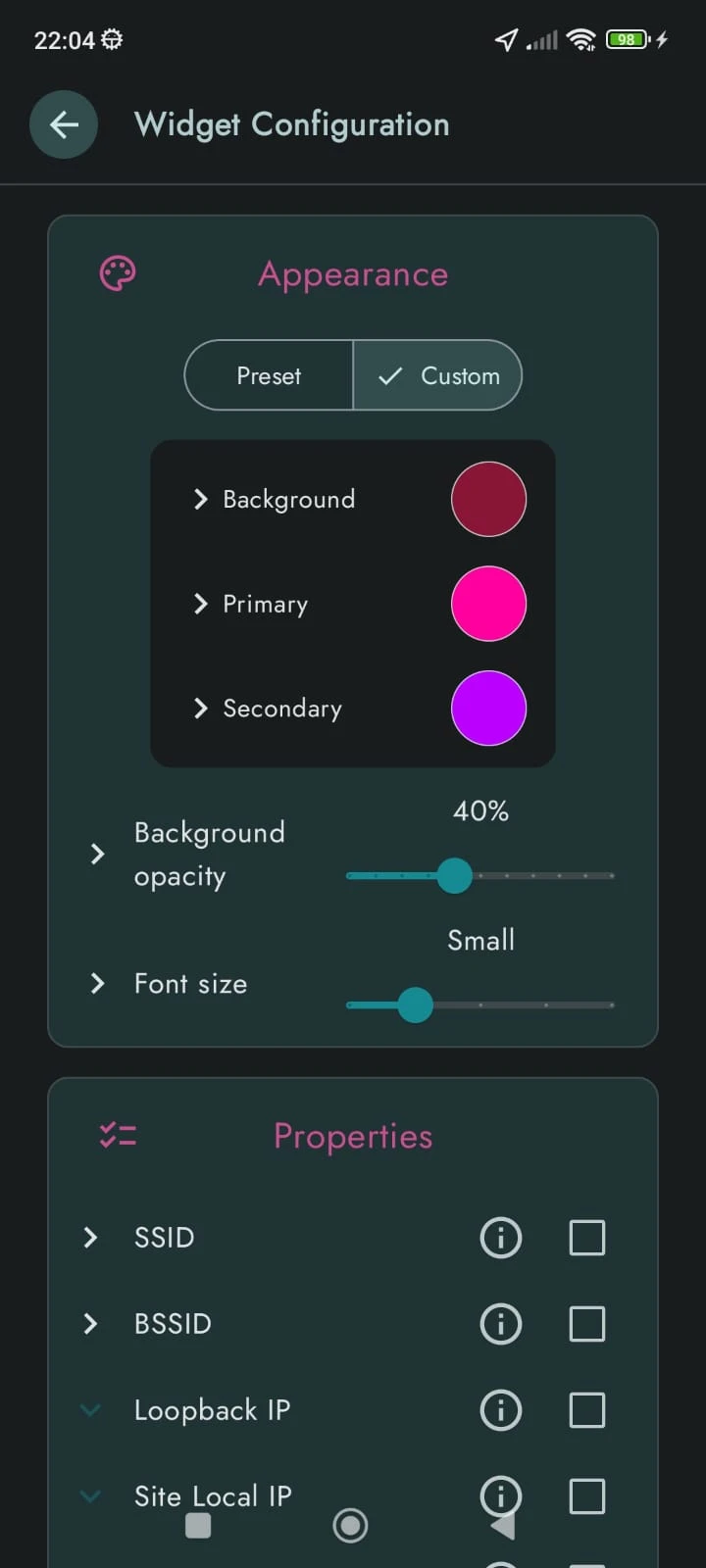 WiFi-Widget 界面截图