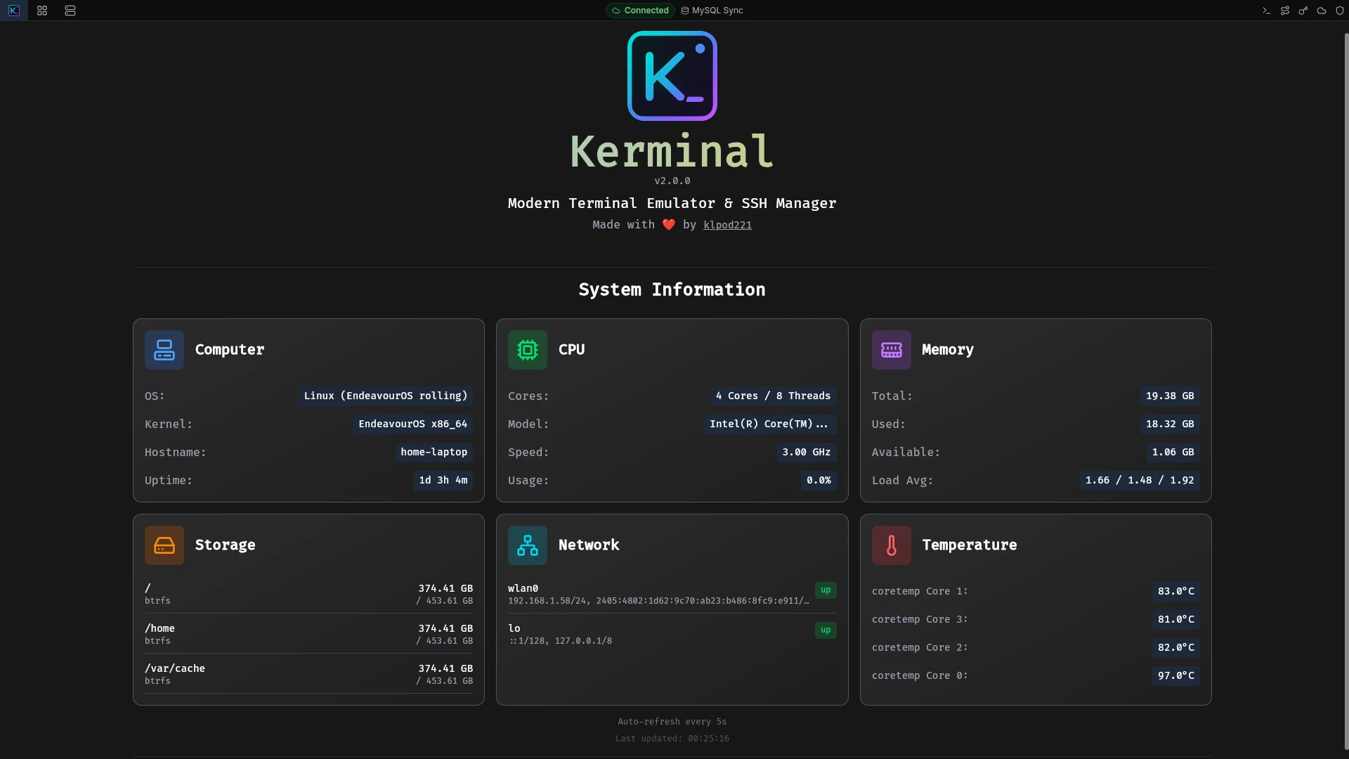 kerminal 主界面