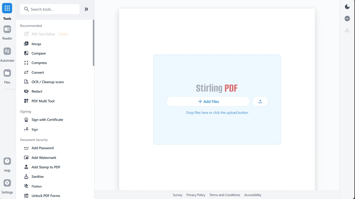 Stirling-PDF 主界面