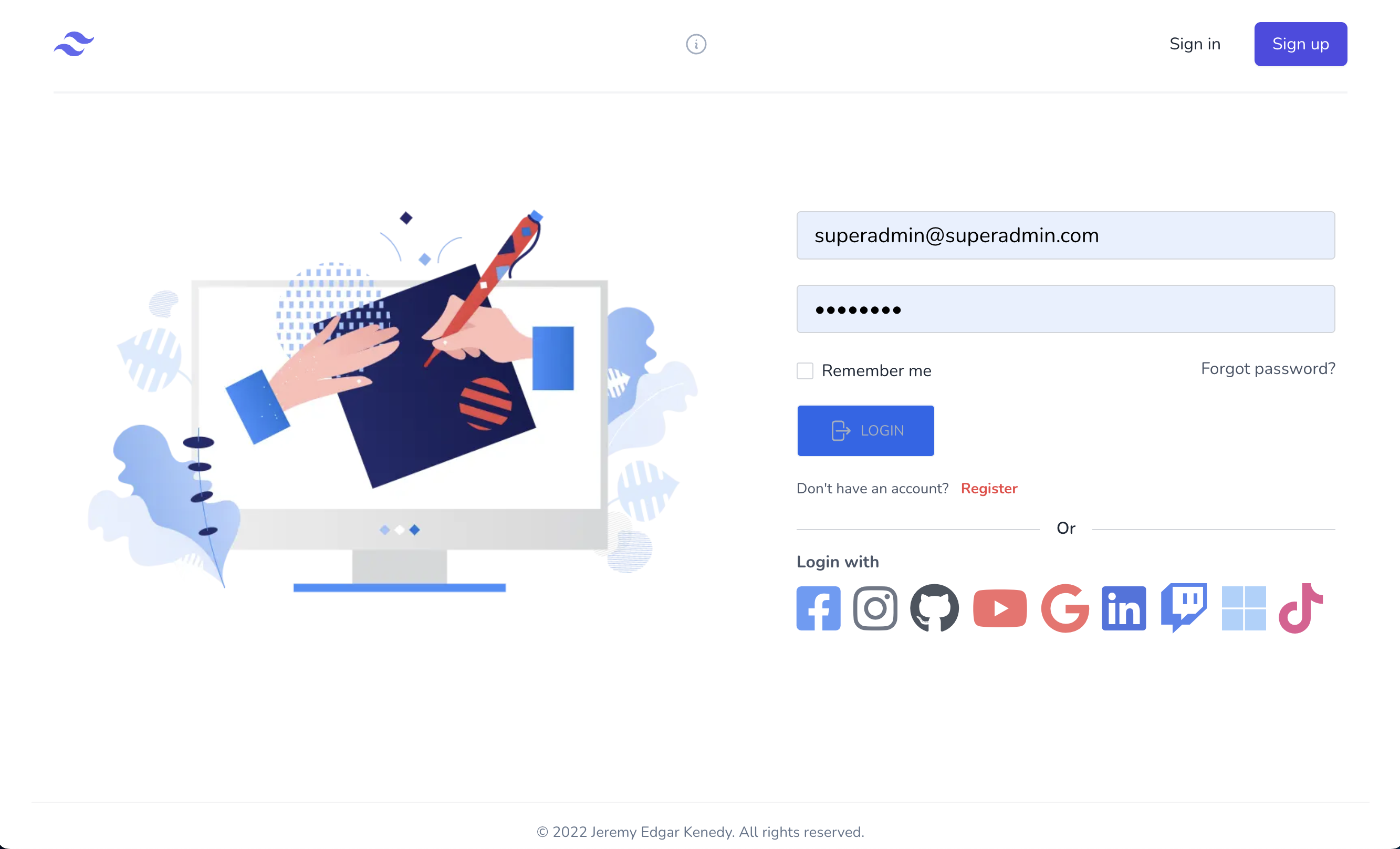 laravel-spa 界面截图