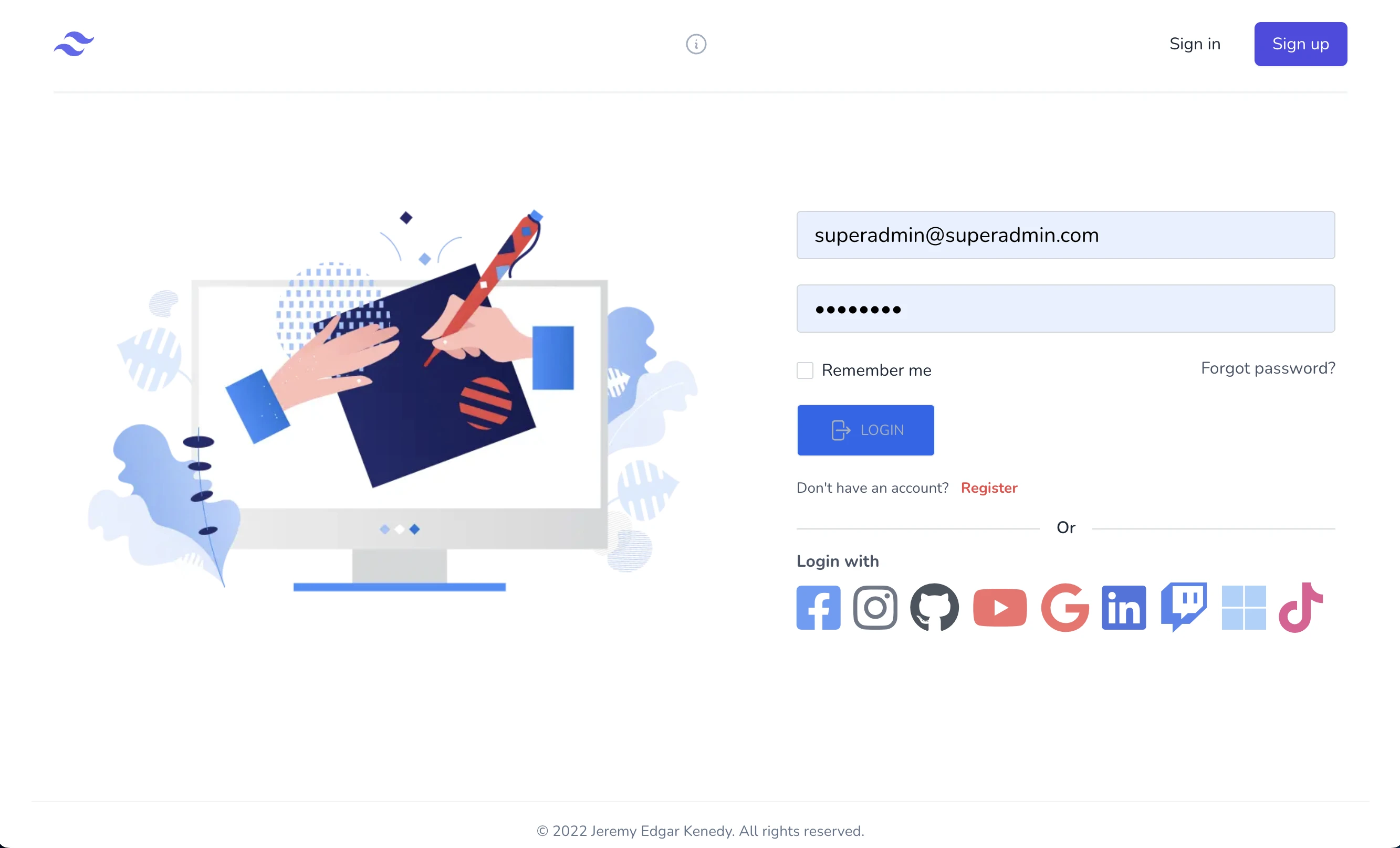 laravel-spa 界面截图