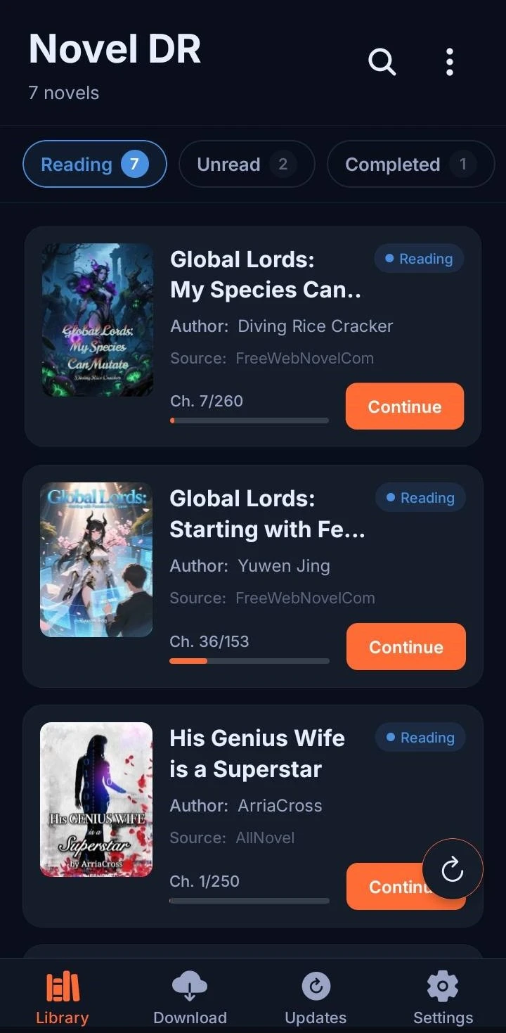 NovelDR 界面截图