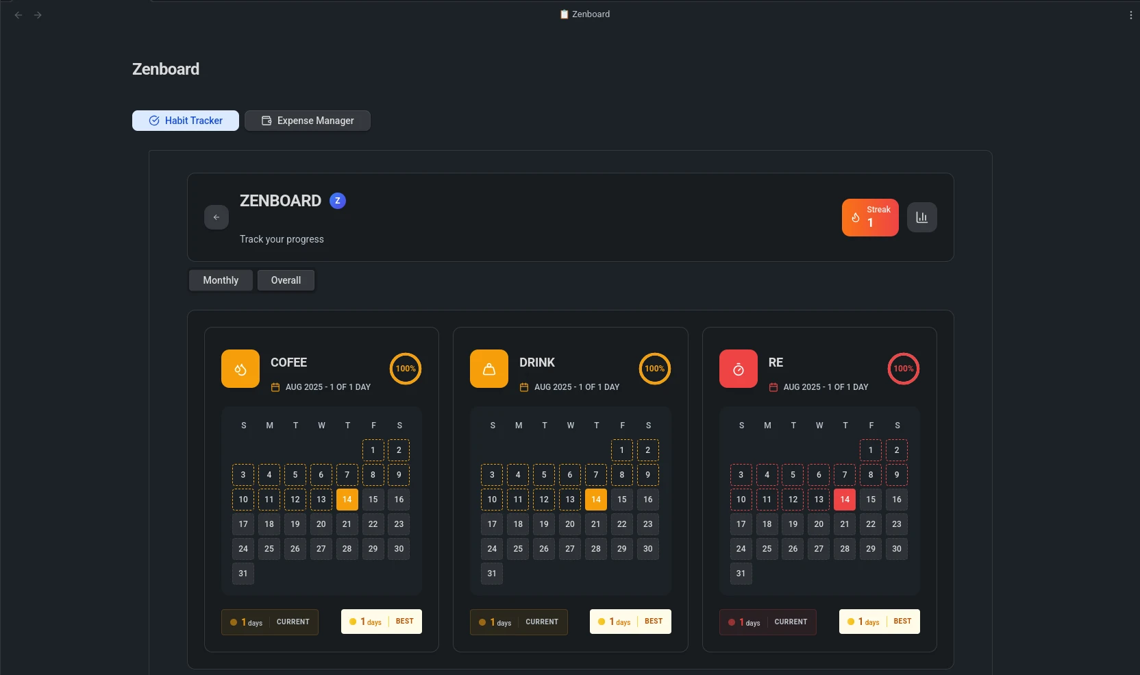 obsidian-zenboard 界面截图