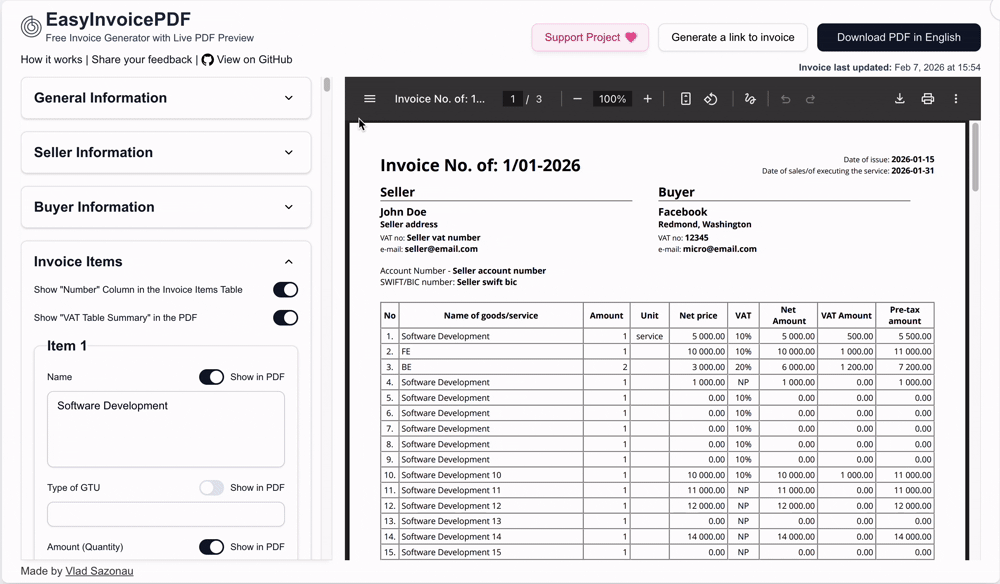 easy-invoice-pdf 主界面