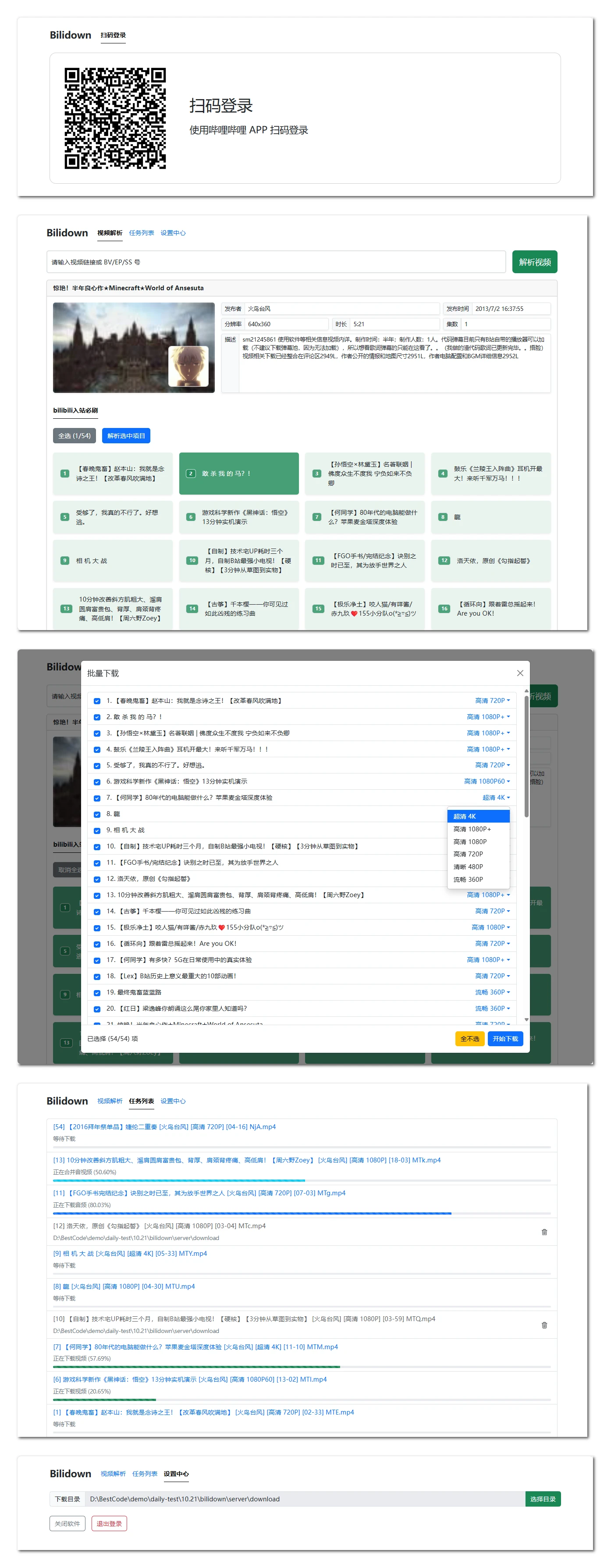 bilidown 主界面