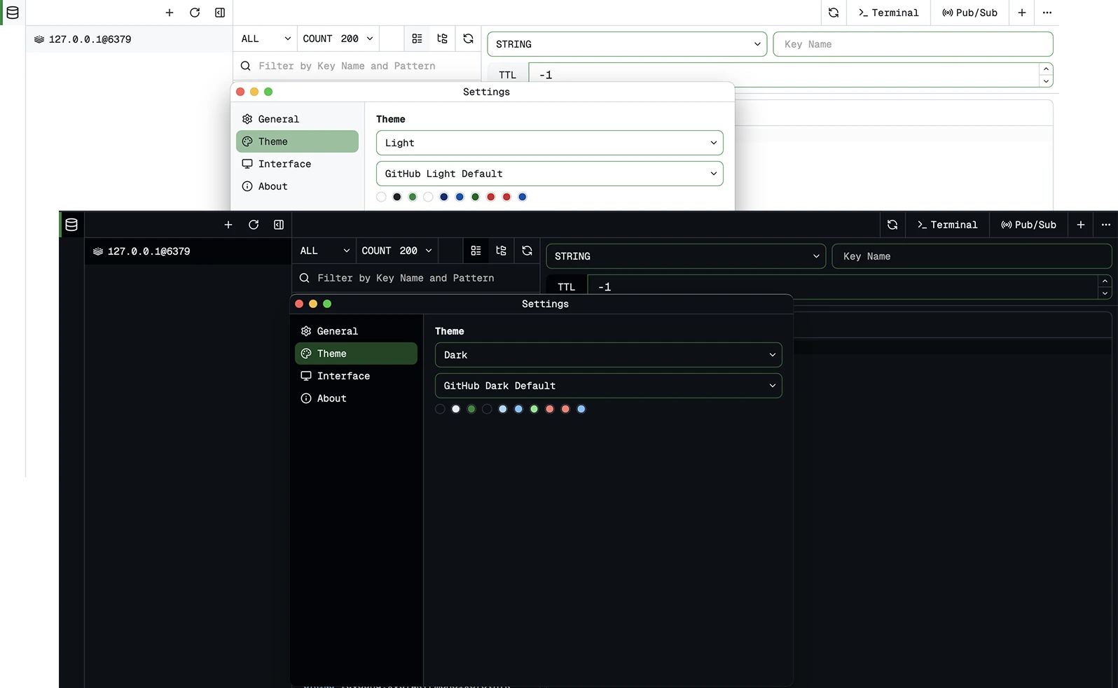 redis-dash 界面截图