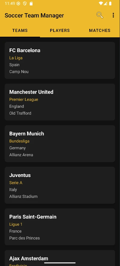 soccer-team-manager-app 主界面