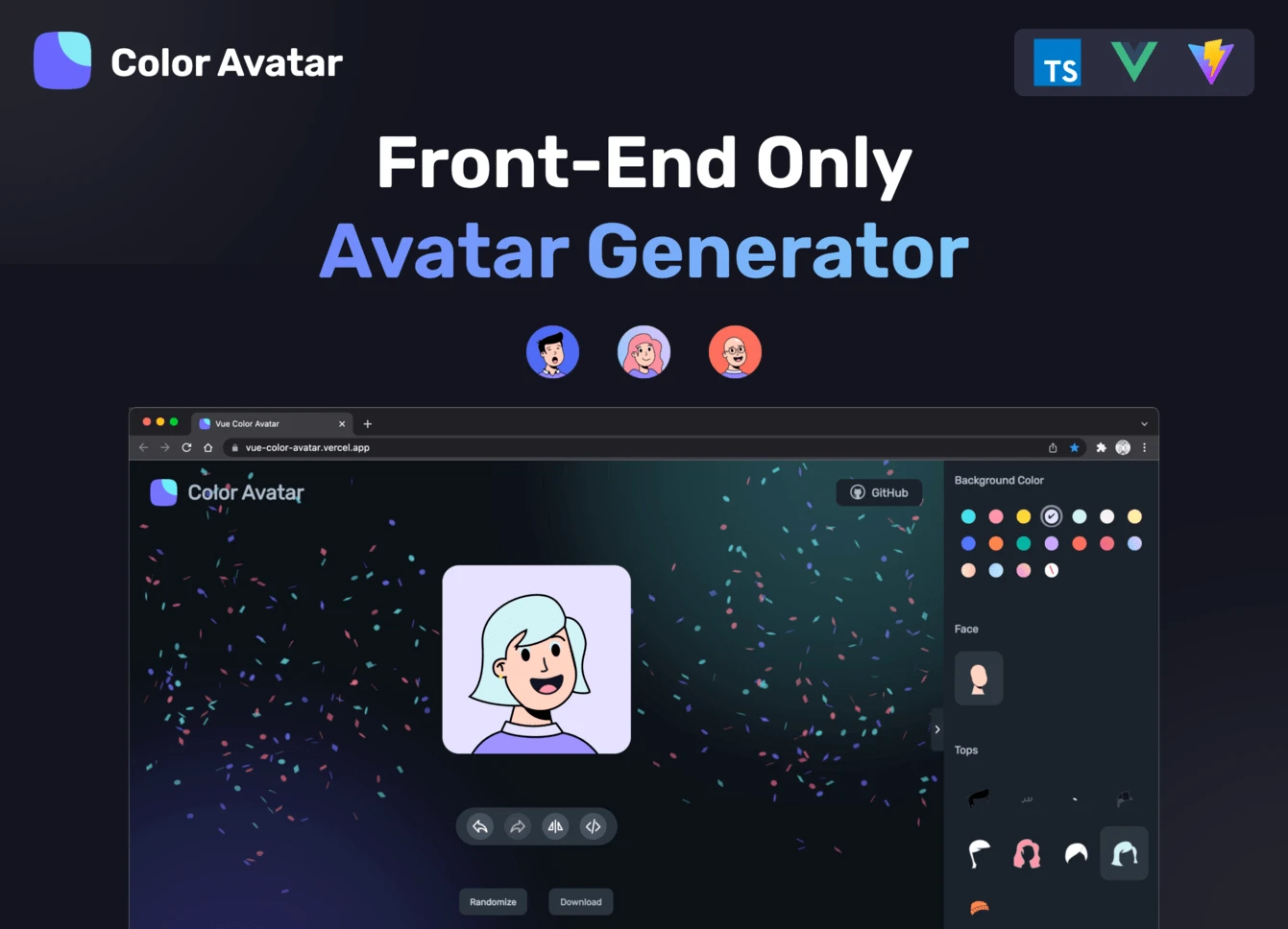 vue-color-avatar 主界面