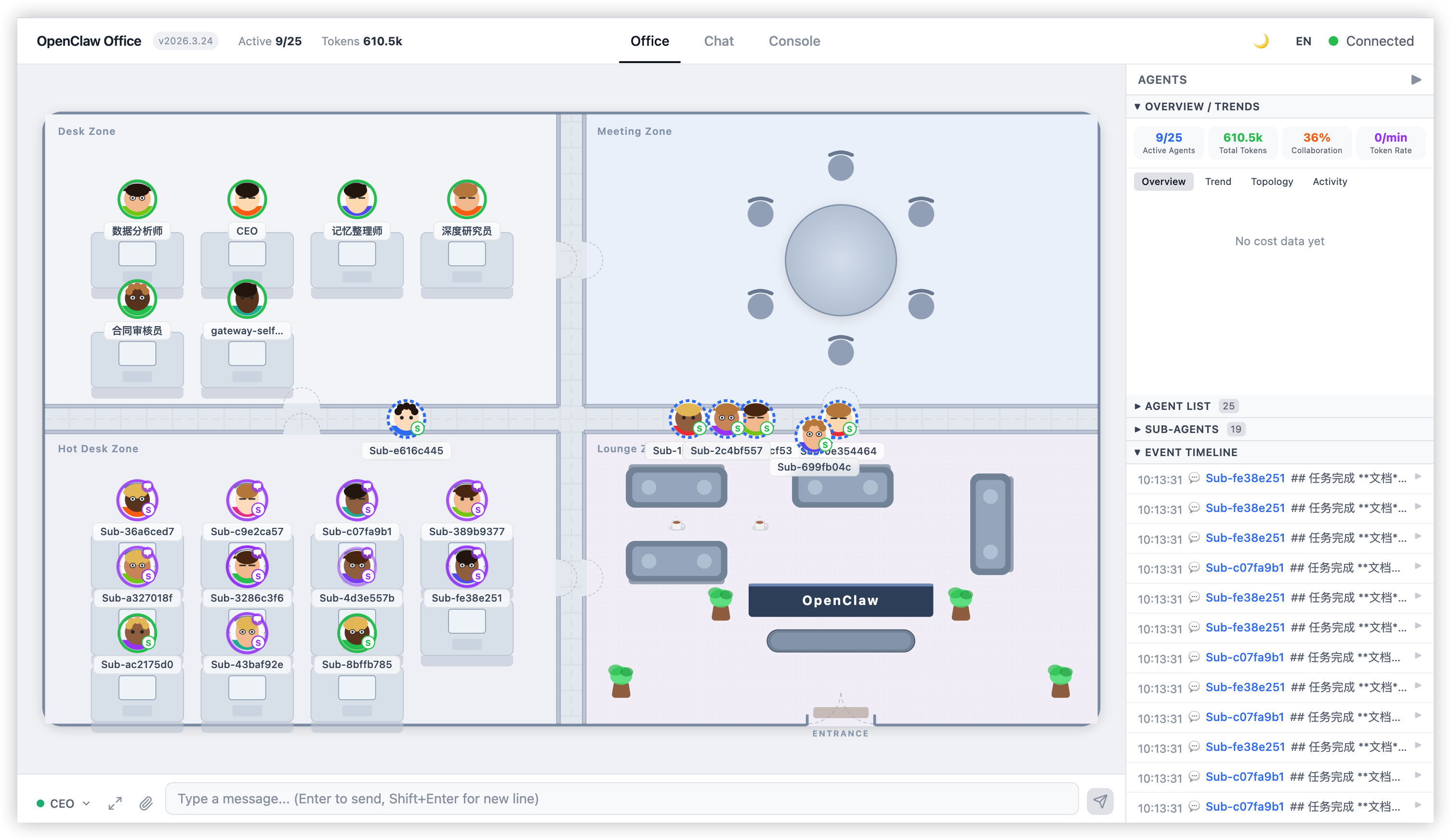openclaw-office 界面截图