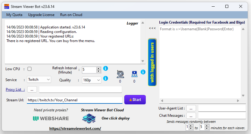Stream-Viewer-Chat-Bot 主界面