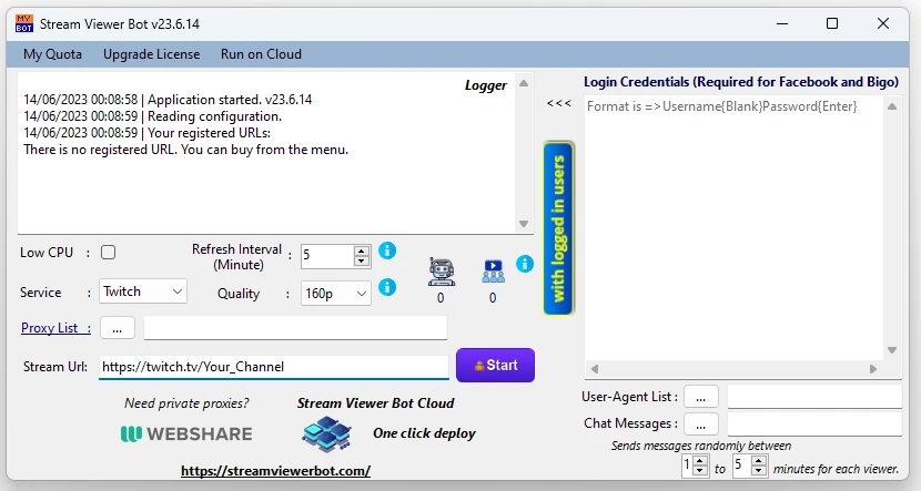 Stream-Viewer-Chat-Bot 主界面