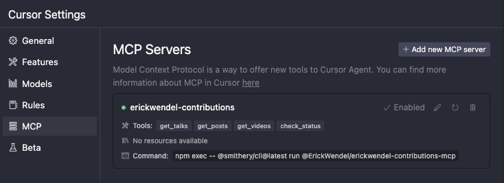 erickwendel-contributions-mcp 主界面