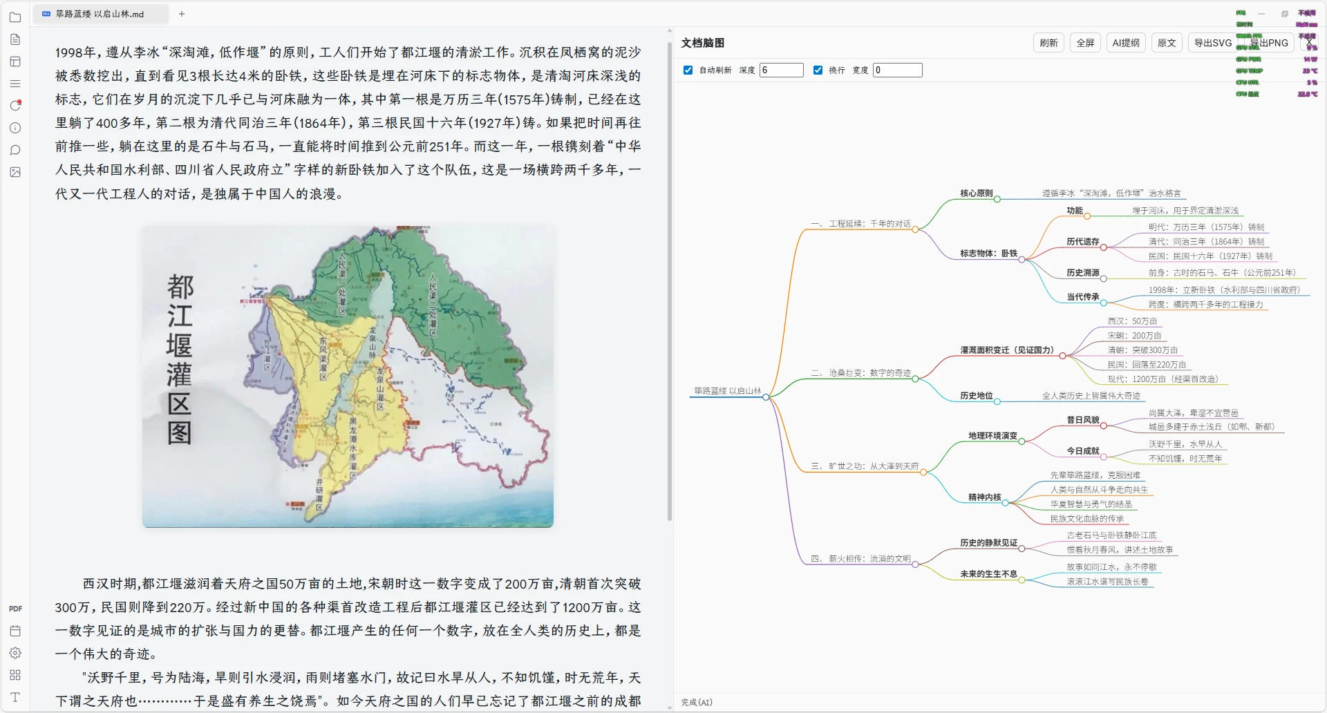 FlyMD 文档脑图功能