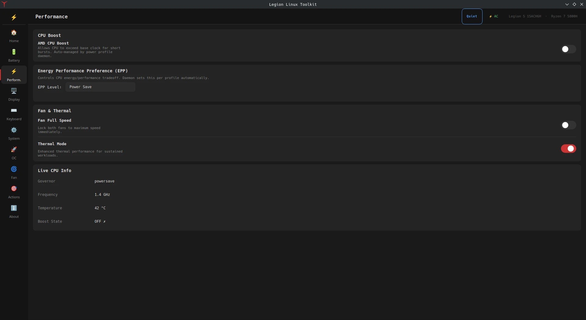 legion-linux-toolkit 界面截图