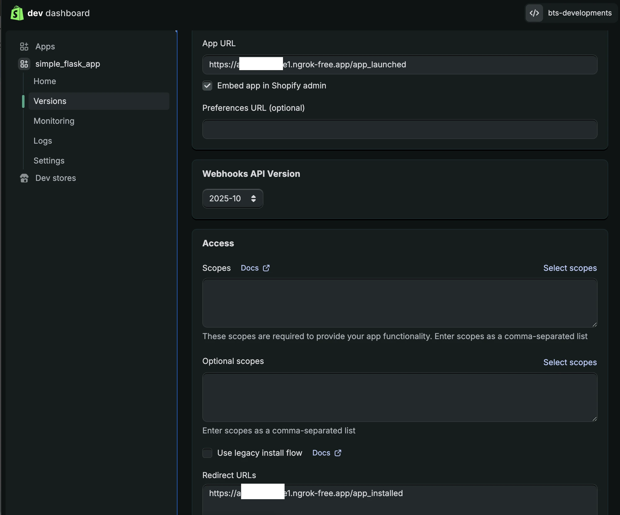 shopify-flask-example 界面截图