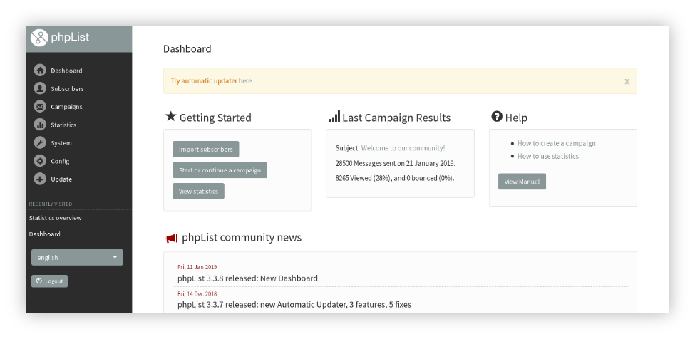 phplist3 界面截图
