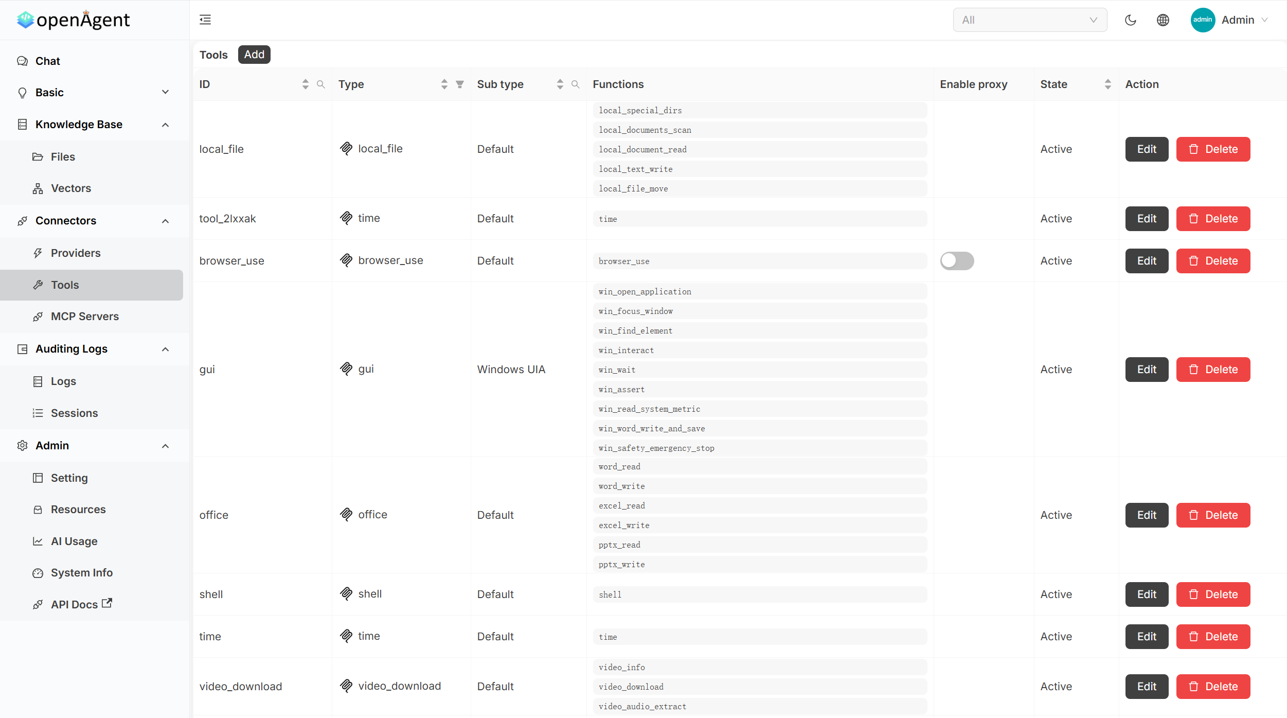 openagent 界面截图