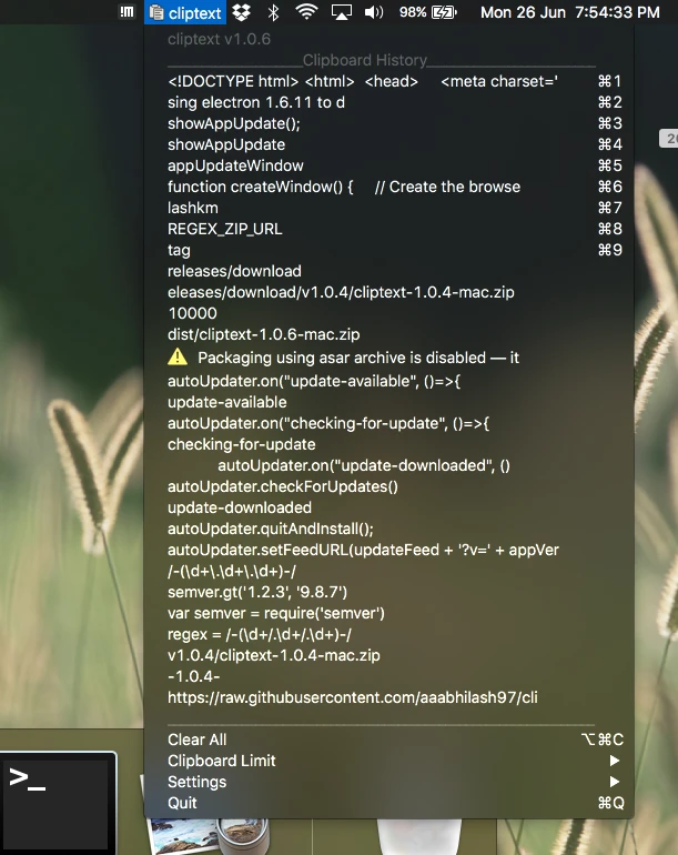 cliptext-clipboard-manager 界面截图