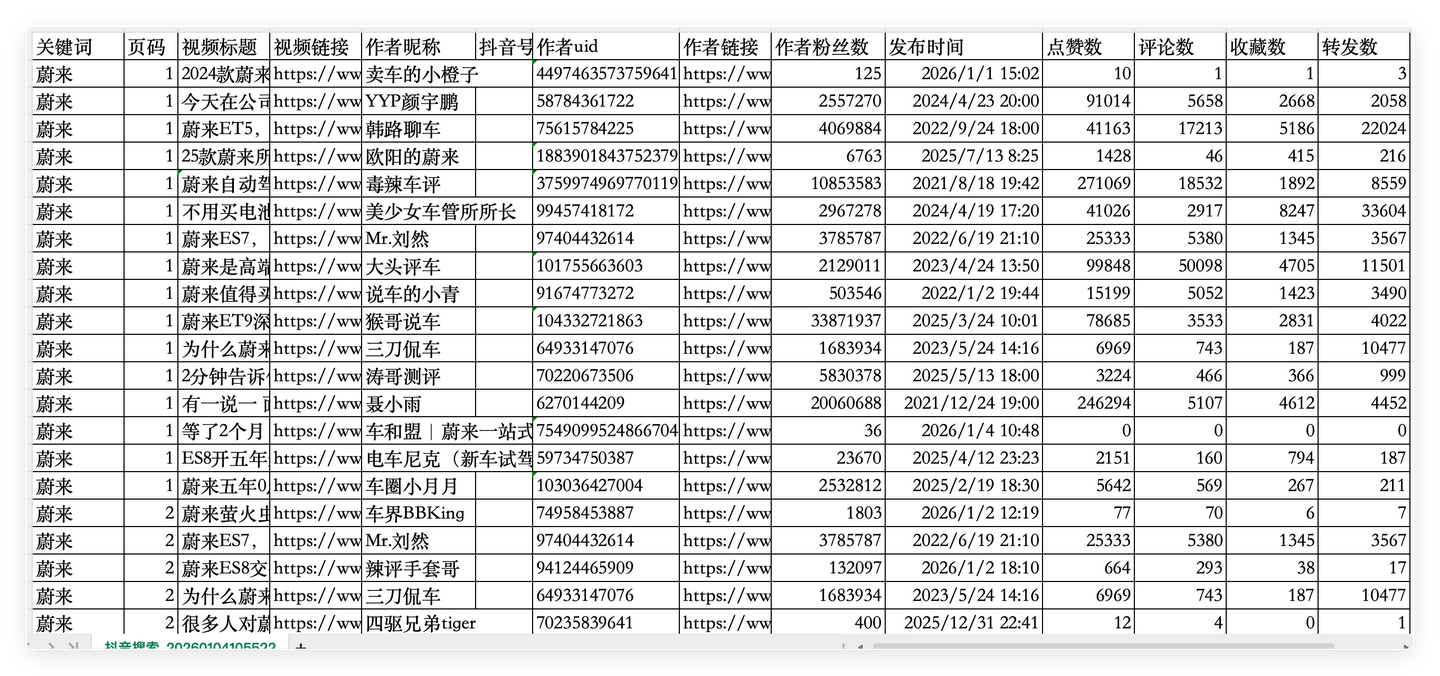 douyin_one_spider 界面截图