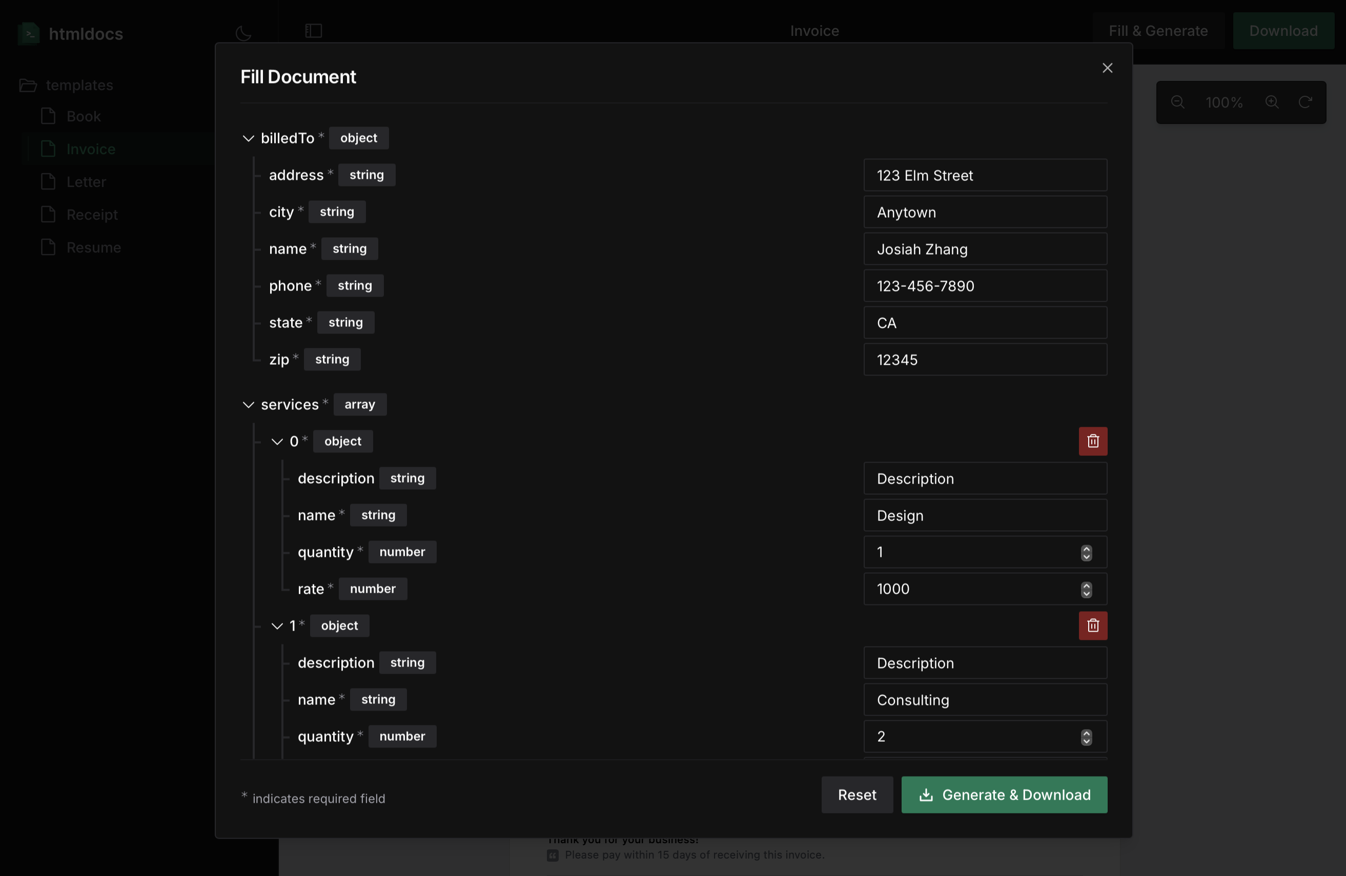 htmldocs 界面截图