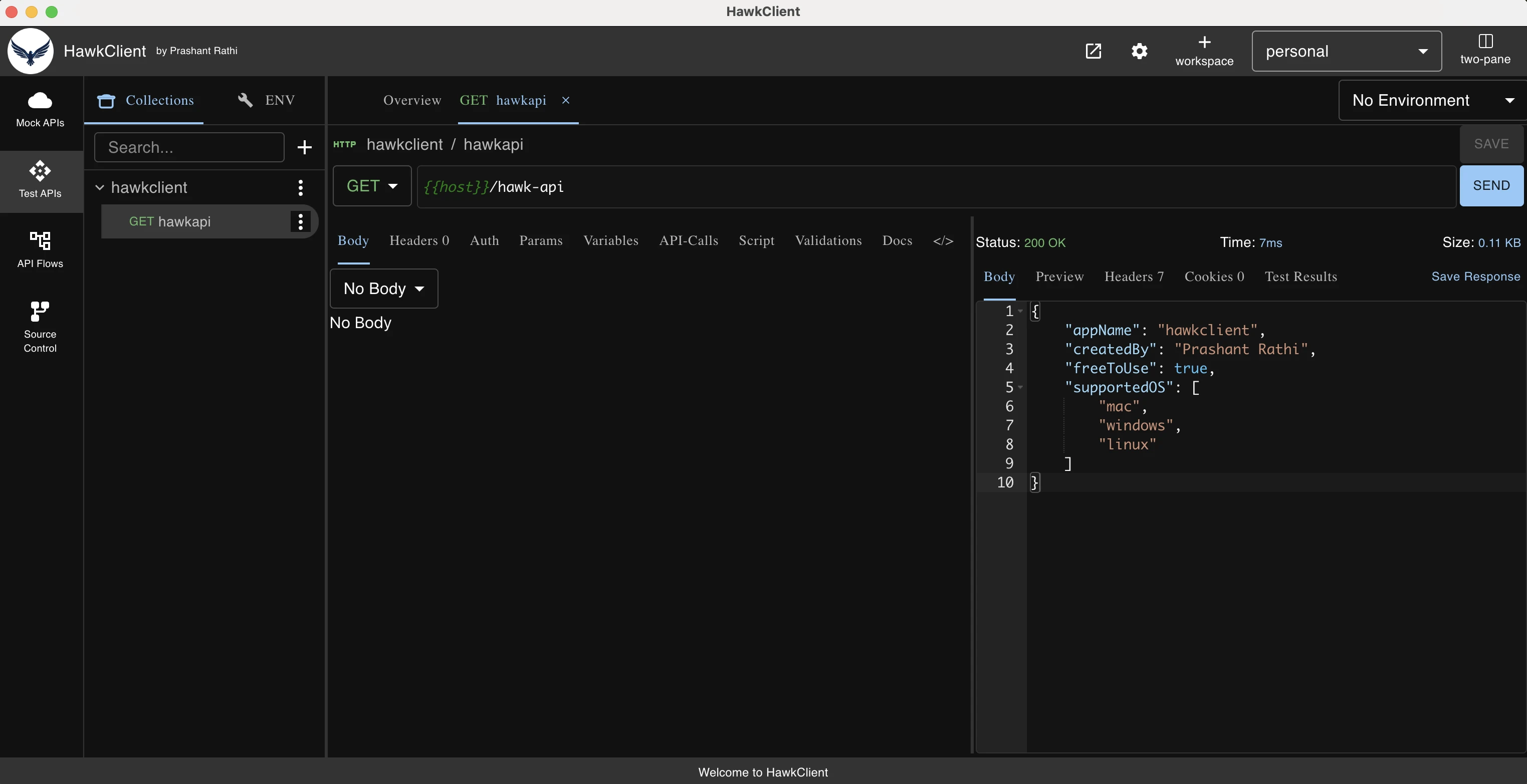 hawkClient 界面截图